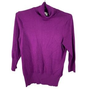 Emerson Sweater Womens 12 Purple Cowl Neck Pullover Viscose Blend 3/4 Sleeve